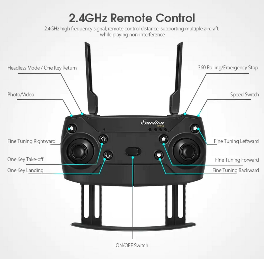 Mini-Drohne 4K Fold and Fly Quadcopter mit Kamera, Steuerung per Smartphone oder Fernbedienung, WiFi-Verbindung